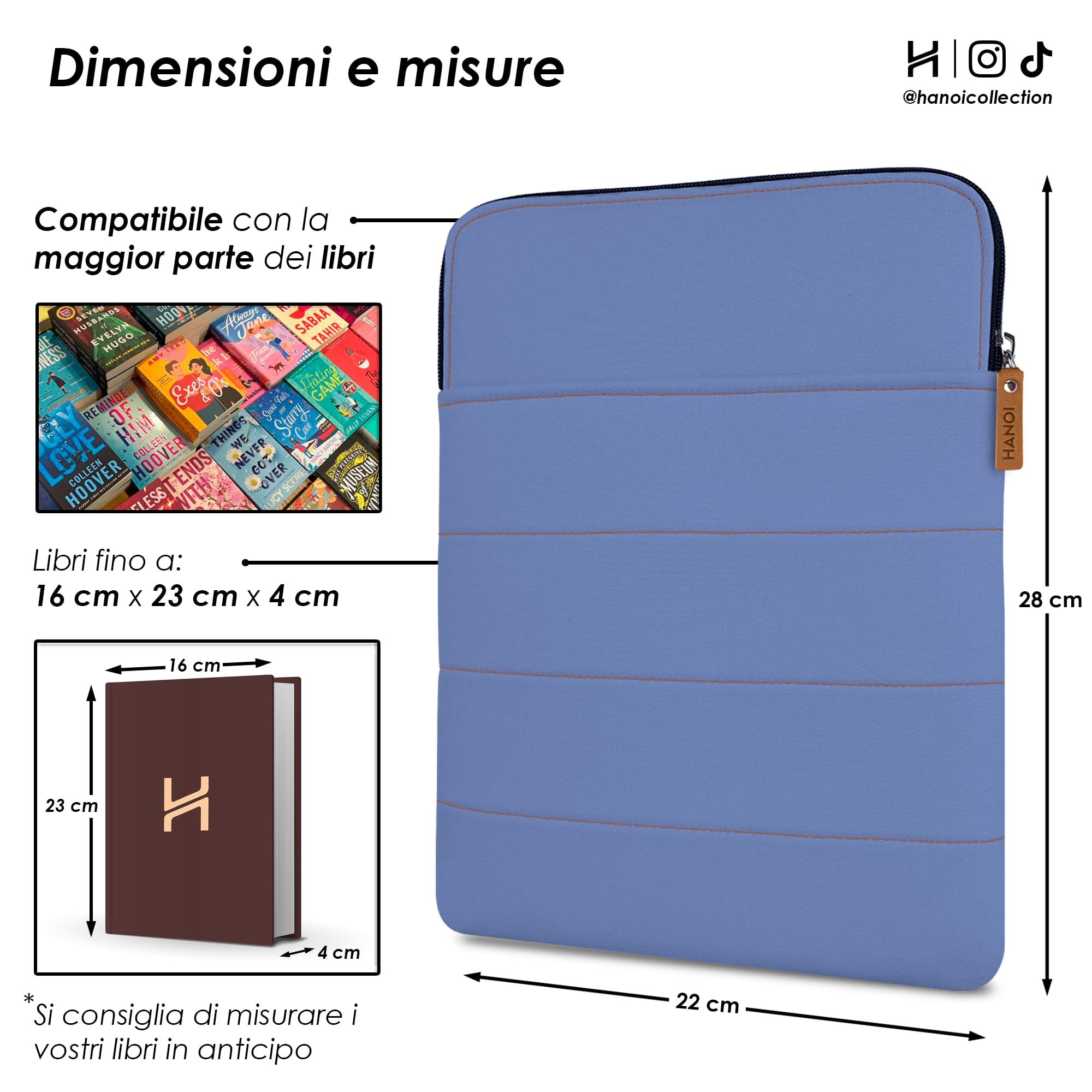 Detroit™ Custodia per libri di lettura con cerniera. Custodia per libro imbottita grande. Copertina Protettiva per libro per il trasporto e viaggio. Idea regalo per amanti dei libri