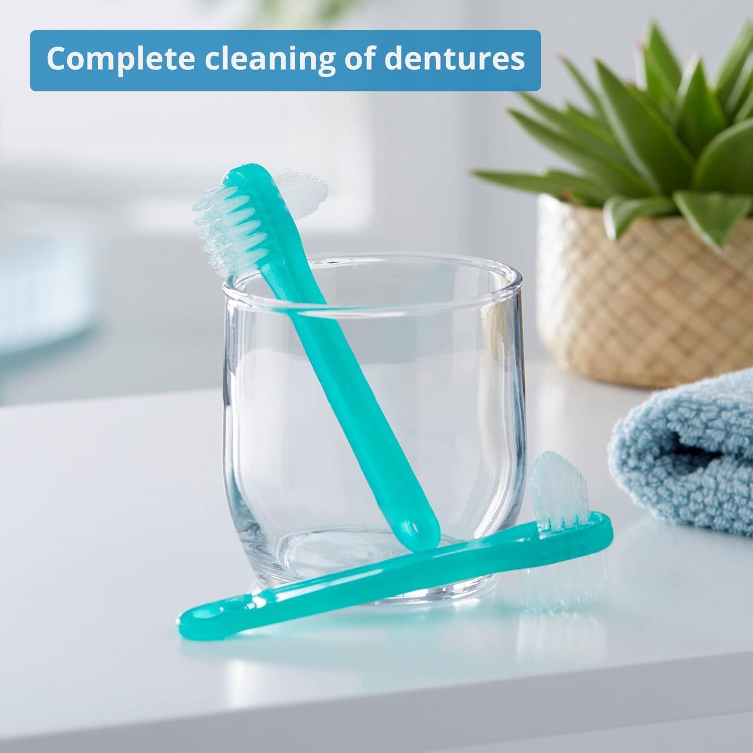 McKesson Denture Brushes 2-Sided Bristle, Green, 144 Count