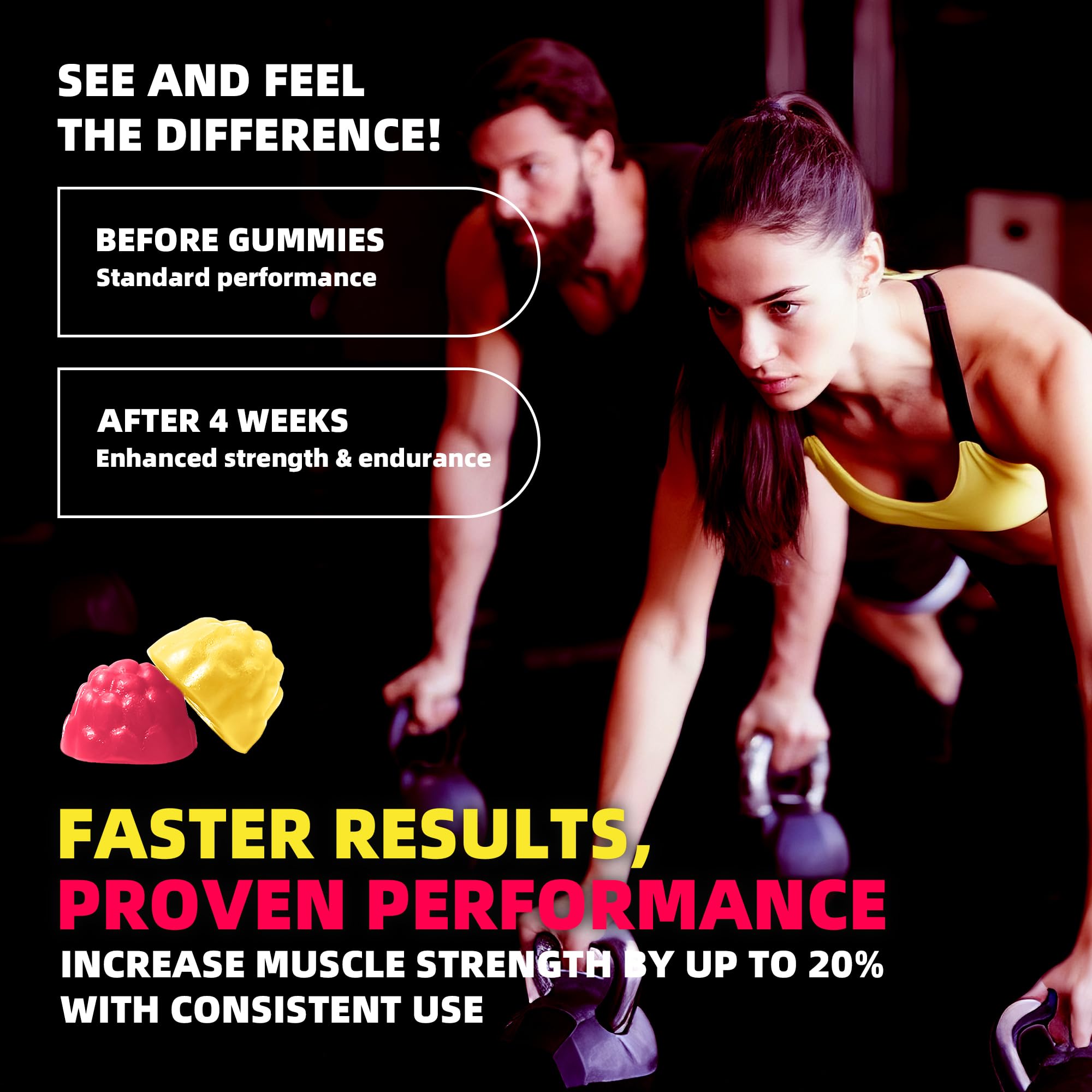 Allcoovita Creatine Monohydrate Gummies for Men & Women. Boost Focus,Strength, and Endurance, Anti-Melting Formula, Vegan, Gluten-Free, Non-GMO,(Pineapple & Watermelon135 ct) — Amazon image 8