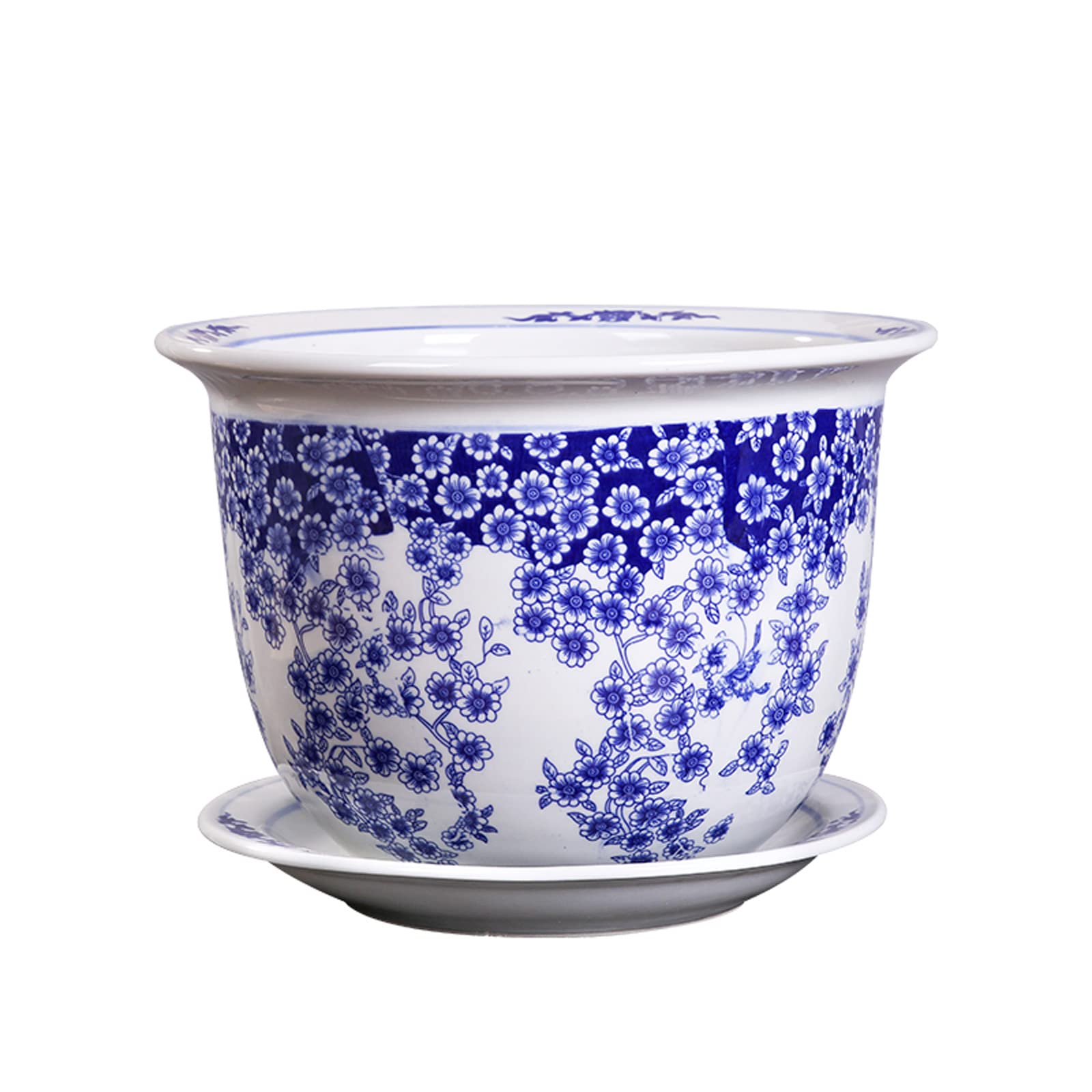 Ręcznie malowana niebieska i biała porcelanowa doniczka na rośliny, doniczka, ceramiczna doniczka na sukulenty, orientalna doniczka na rośliny, biała ceramiczna doniczka na rośliny doniczkowe