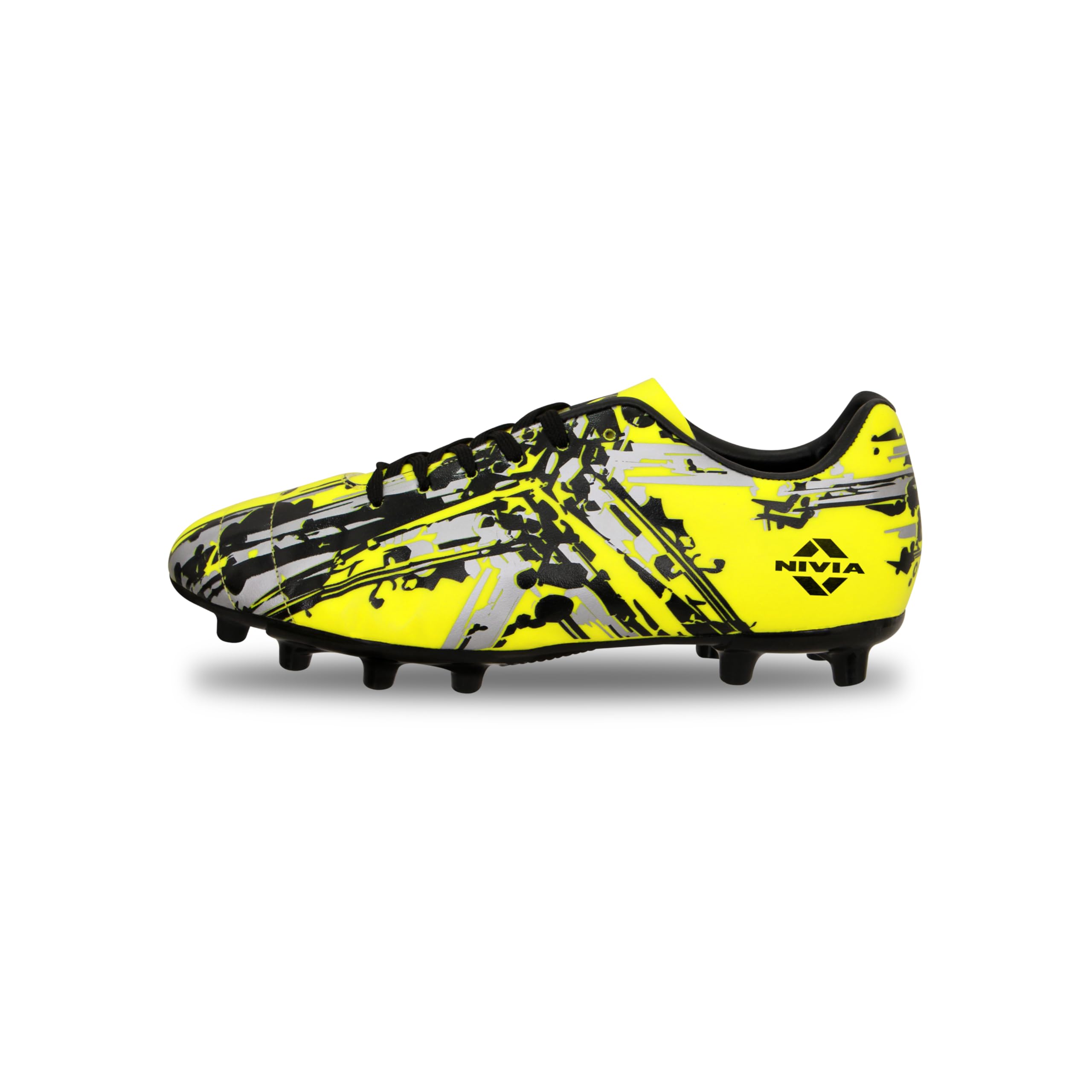 Nivia Storm Football Shoe for Mens, TPU Sole with PVC Synthetic Leather Upper for Hard and Grassy Surfaces Suitable for Sports, Die Cut Soft Cushion, Light Weight Insole (Yellow) UK - 9