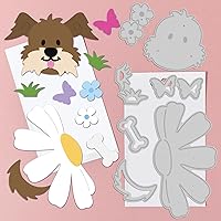 Vista 3 de INFUNLY Troqueles de metal para cortar perros y casas, troquelados en relieve, plantilla de plantilla de flores troqueladas para álbumes