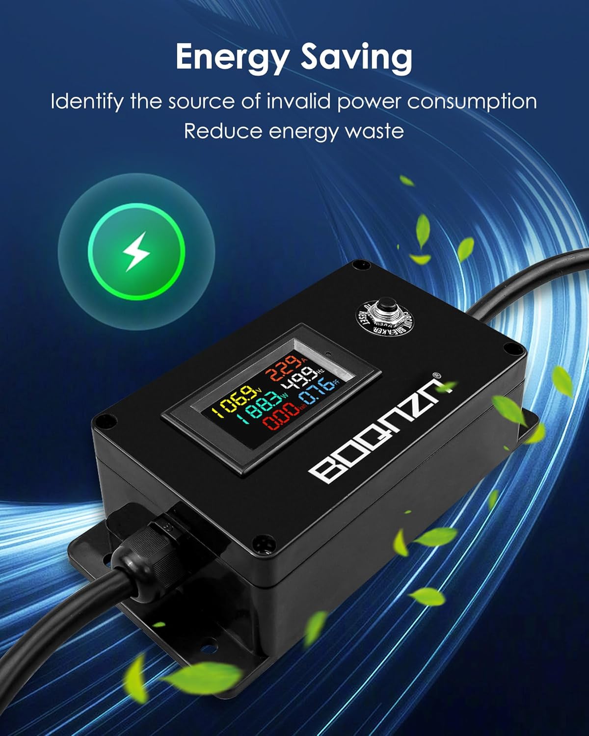 20A AC Power Meter, 120/240V 5-15P to 5-15R/5-20R/6-15R/6-20R 4-in-1 Outlet Monitor for Generator, LCD Display Digital Multimeter Tester, Multifunction Energy Monitor