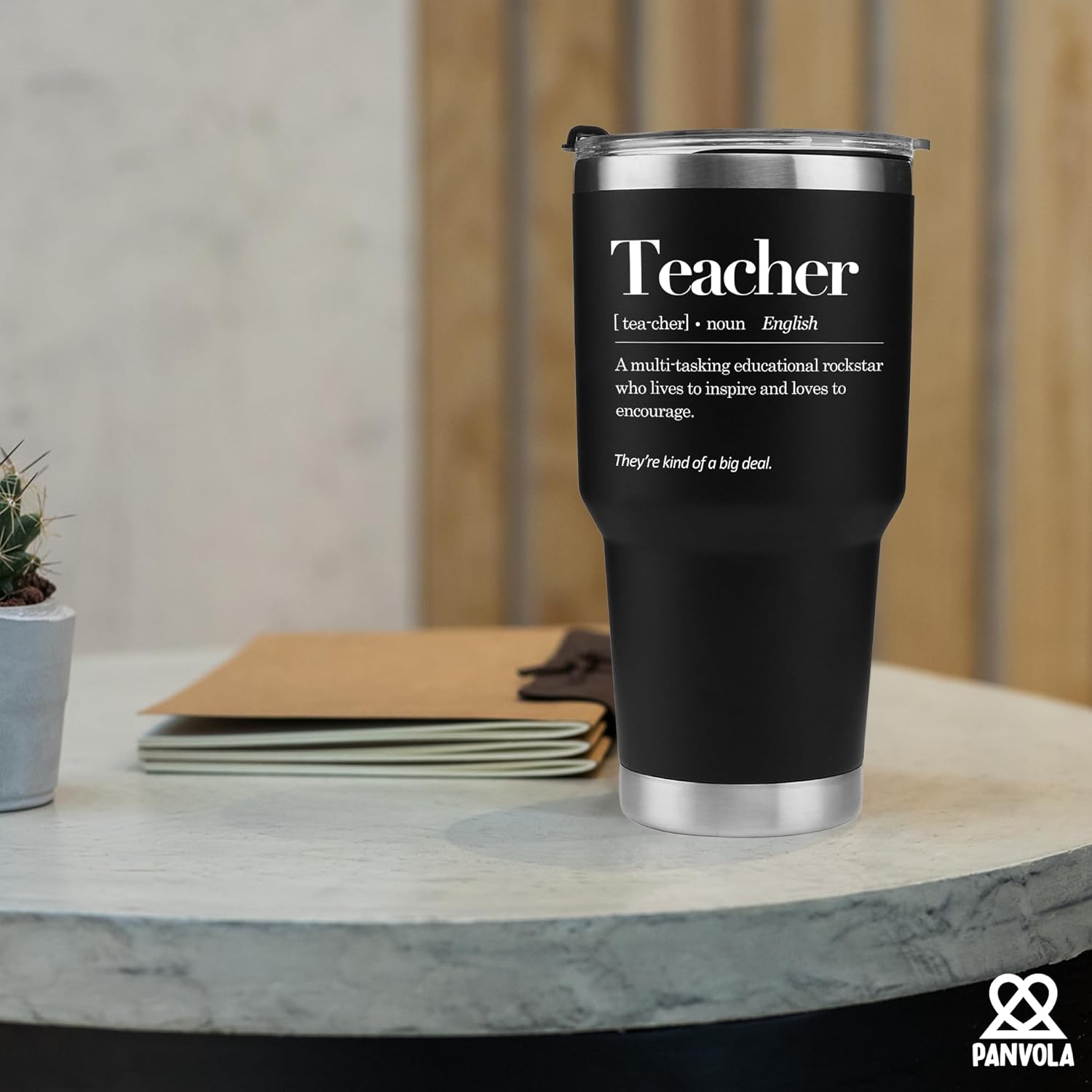 Teacher Definition Vacuum Insulated Tumbler Teacher Gifts Appreciation Gifts from Students End of the Year Gift to Teacher's Day Professor Stainless Steel Removable Lid Travel Mug (Black, 30 Ounces)
