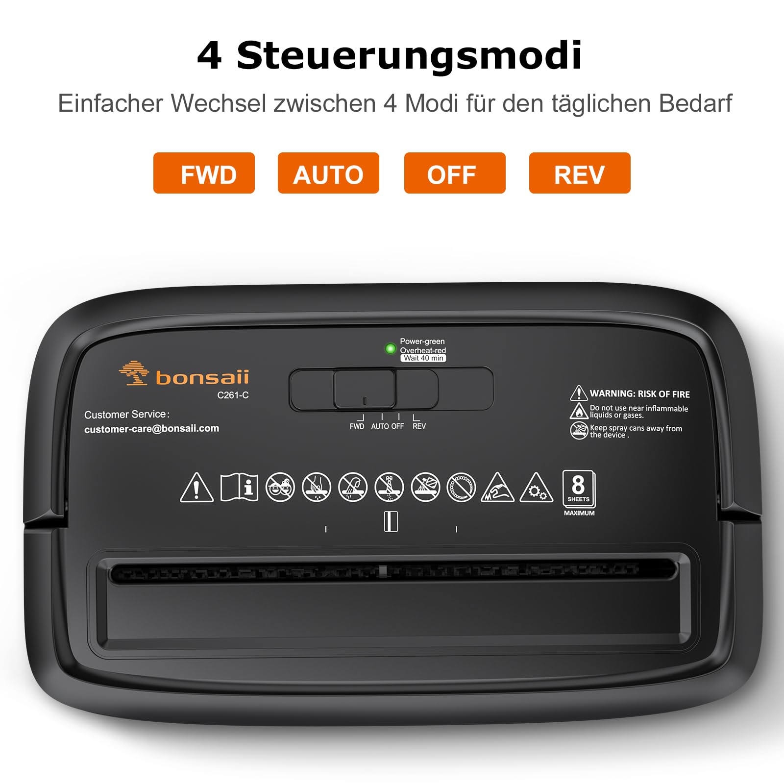 Bonsaii Aktenvernichter 8 Blatt + 24 Ölpapierblätter Set, Papierschredder mit Sicherheitsstufe P-4, Kreuzschnitt 5x14mm, 16L Auffangbehälter, Überhitzungsschutz, inkl. Wartungsölpapier für Home-Office