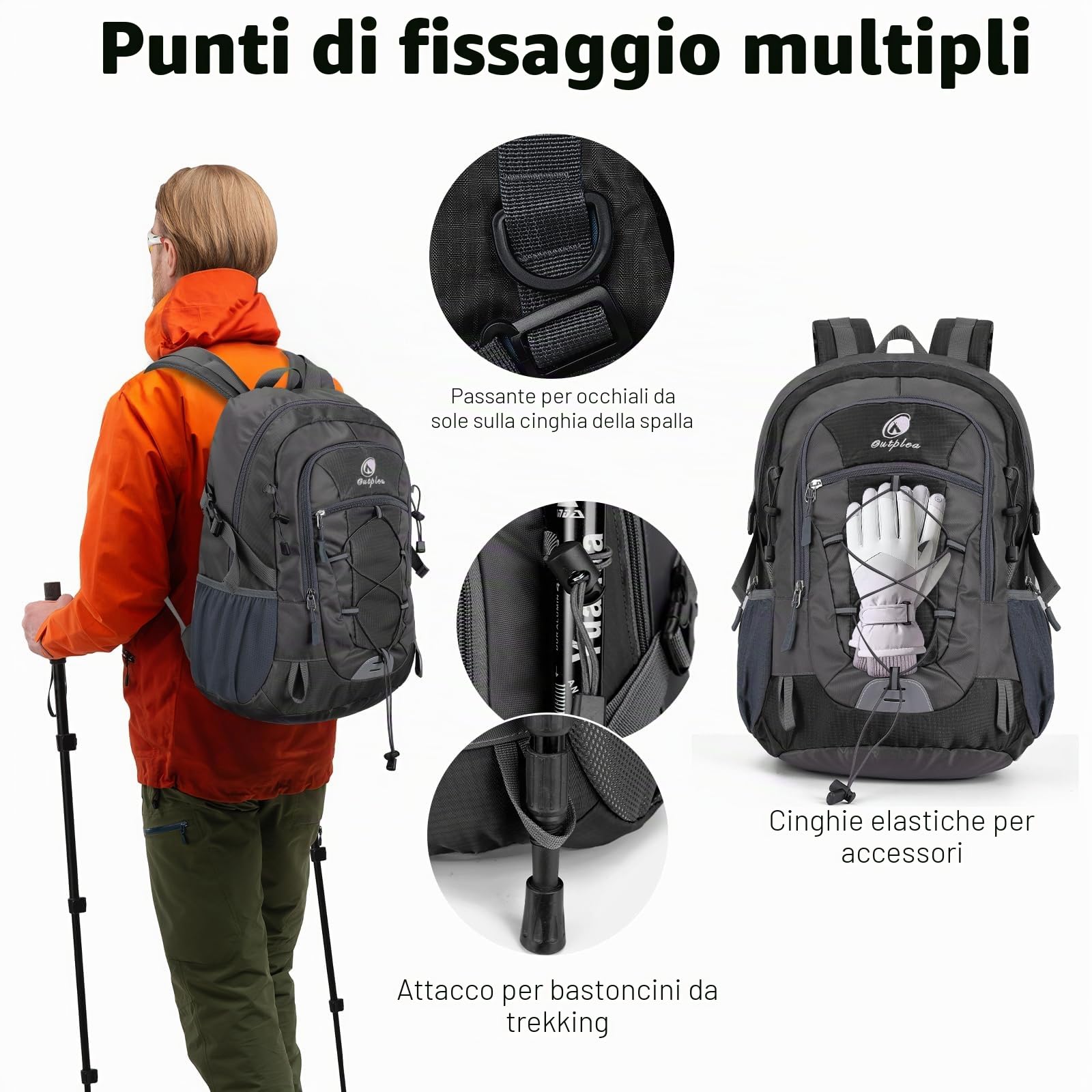 Zaino da escursionismo da donna, 25 l, zaino da viaggio, impermeabile, per campeggio, escursionismo, alpinismo