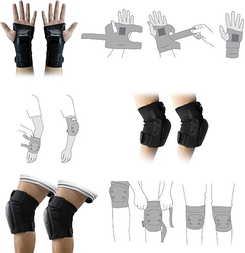 Miniatura 4 de YEEKORO - Juego de equipo de protección, rodilleras y coderas protectoras para patineta para adolescentesadultos, con protector de muñeca 3 en 1