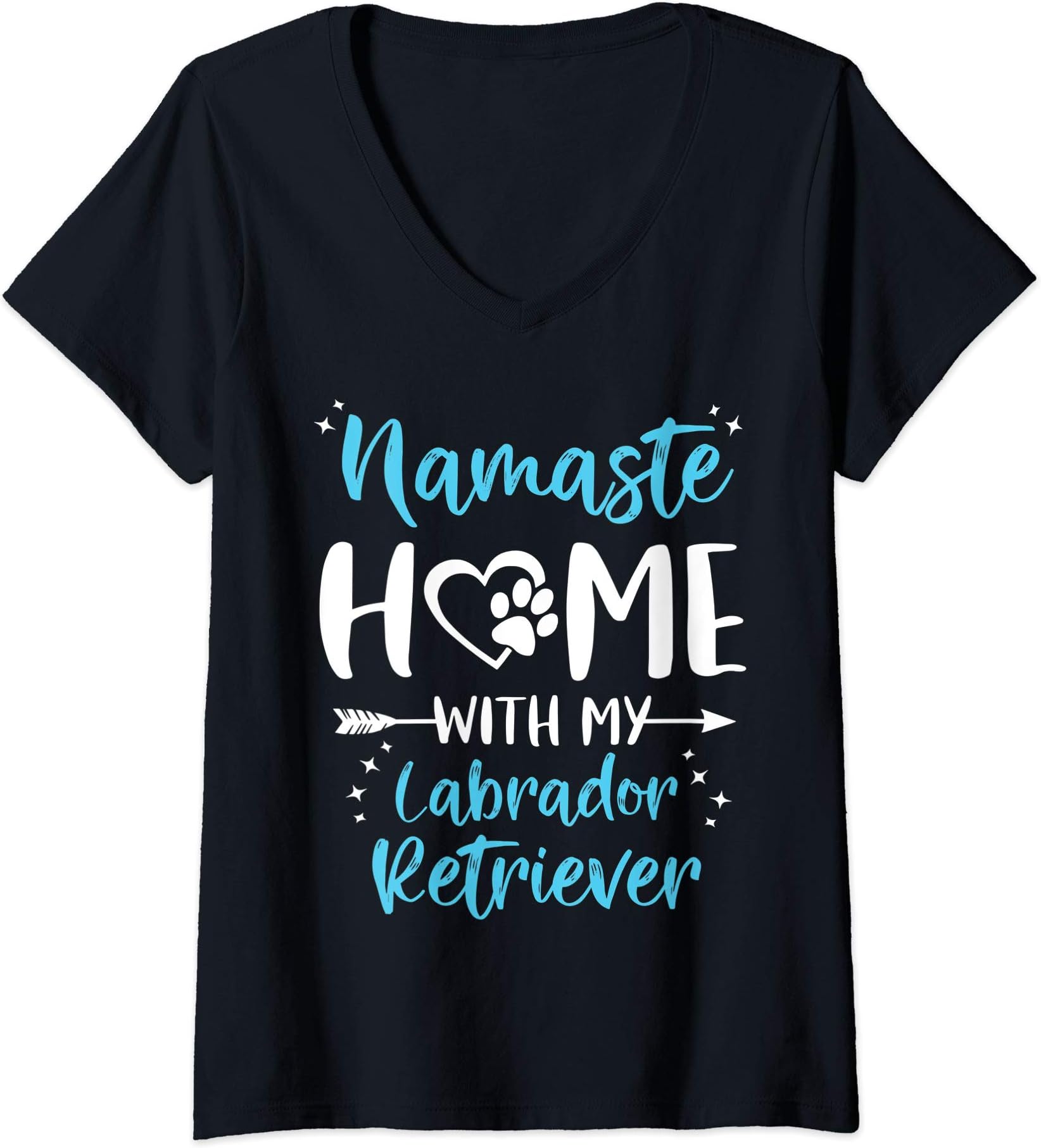 Womens Namaste Home With My Labrador Retriever Funny Lab Yoga Mom V-Neck T-Shirt