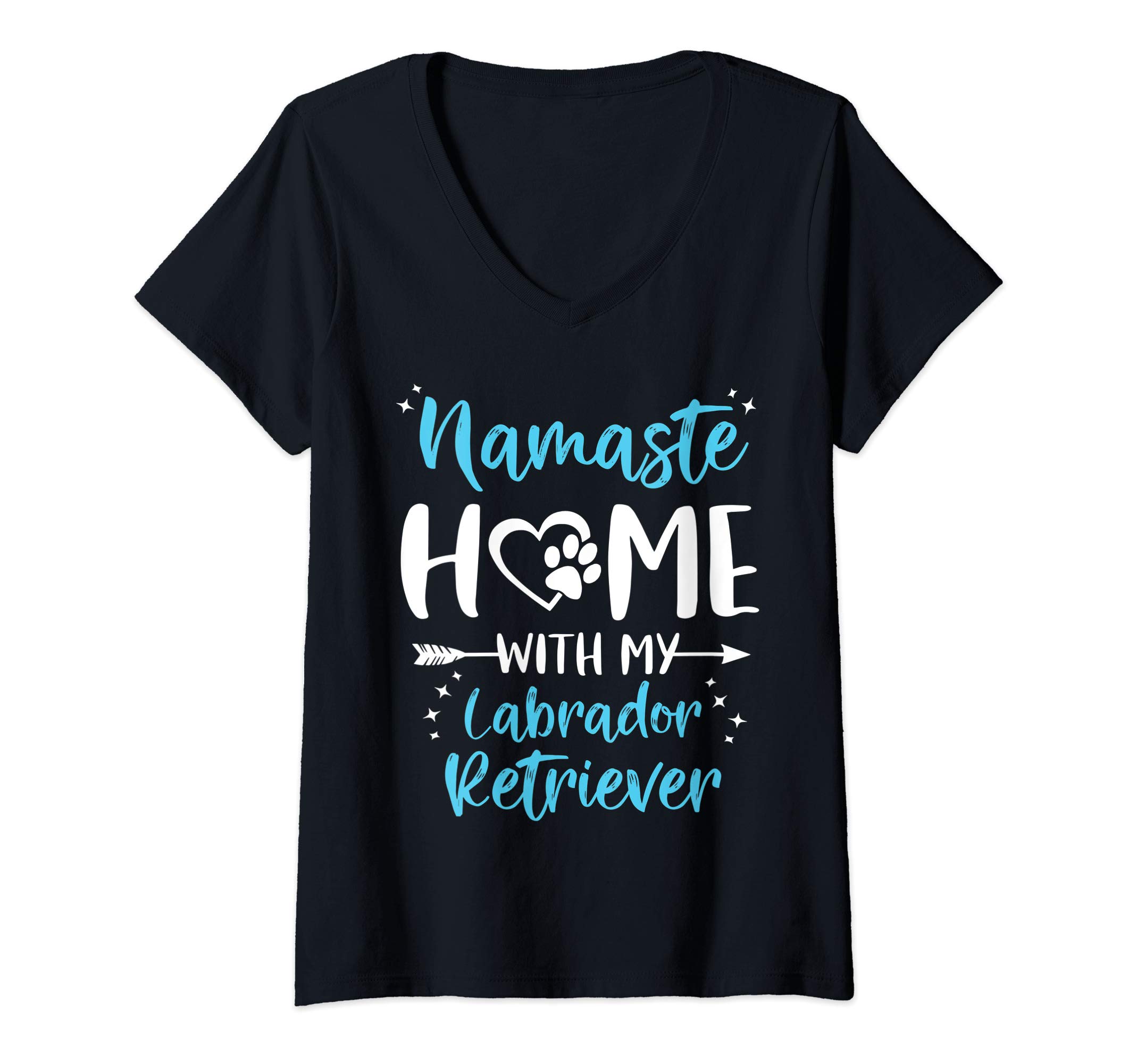 Womens Namaste Home With My Labrador Retriever Funny Lab Yoga Mom V-Neck T-Shirt