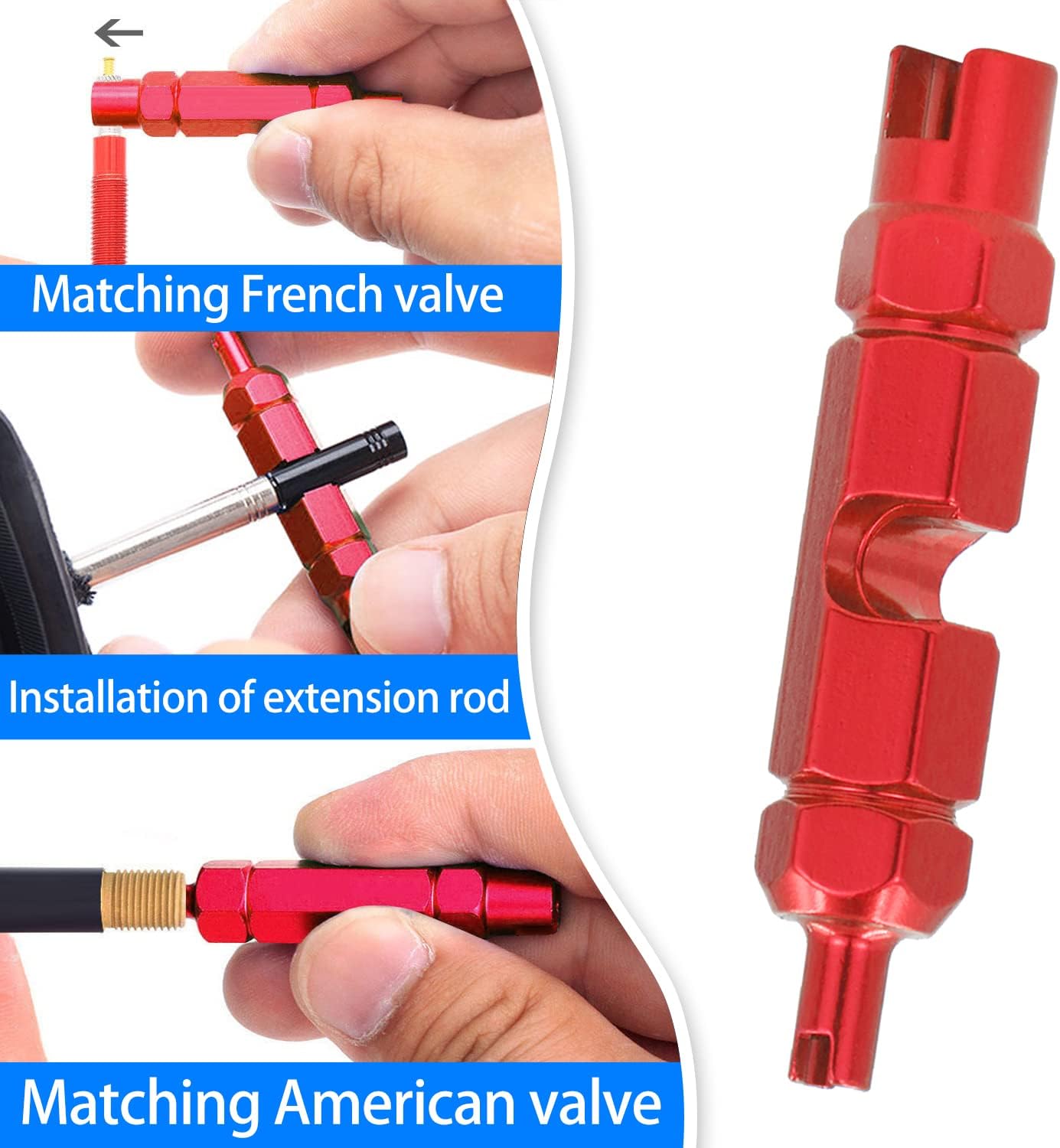 EKIND Valve Core Remover Tool Kit Bike and Car Valve Core Repair Tool for Presta/Schrader Tube (1Pcs, Red)