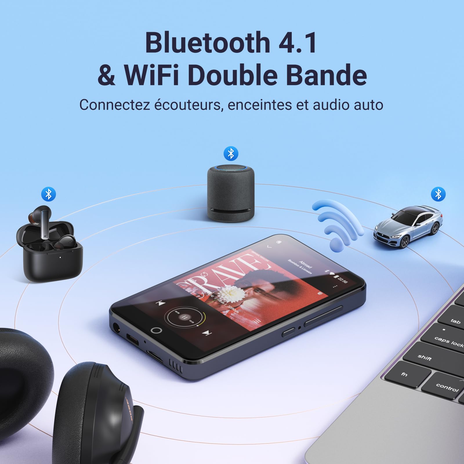 MECHEN Lecteur MP3 Spotify, Android 10 Bluetooth Wi-FI