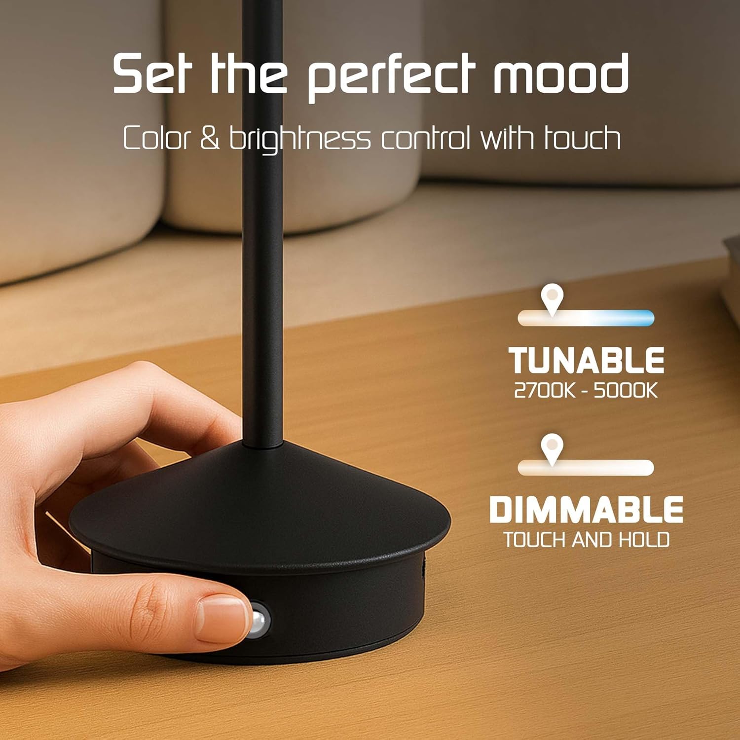 Graphic showing touch control for color and brightness adjustment