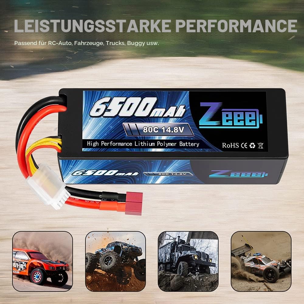 Zeee 4S Lipo Akku 14,8V 80C 6500mAh Batterie RC Hardcase mit T Stecker