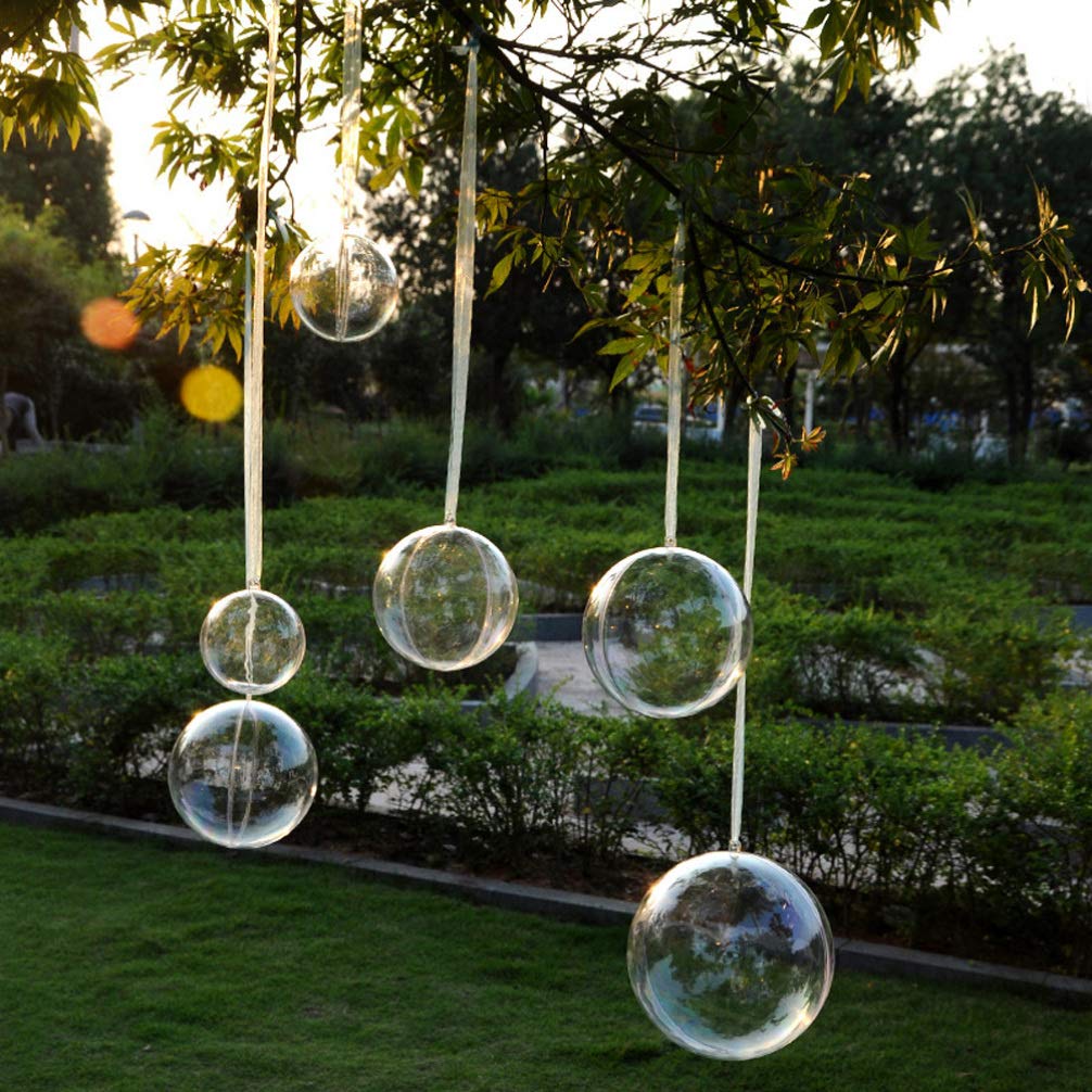LIOOBO 5pcs Clear Fillable Ball Ornaments Christmas Tree Balls Baubles Hollow Spheres Candy Boxes for Wedding Christmas DIY Crafts - Image 2