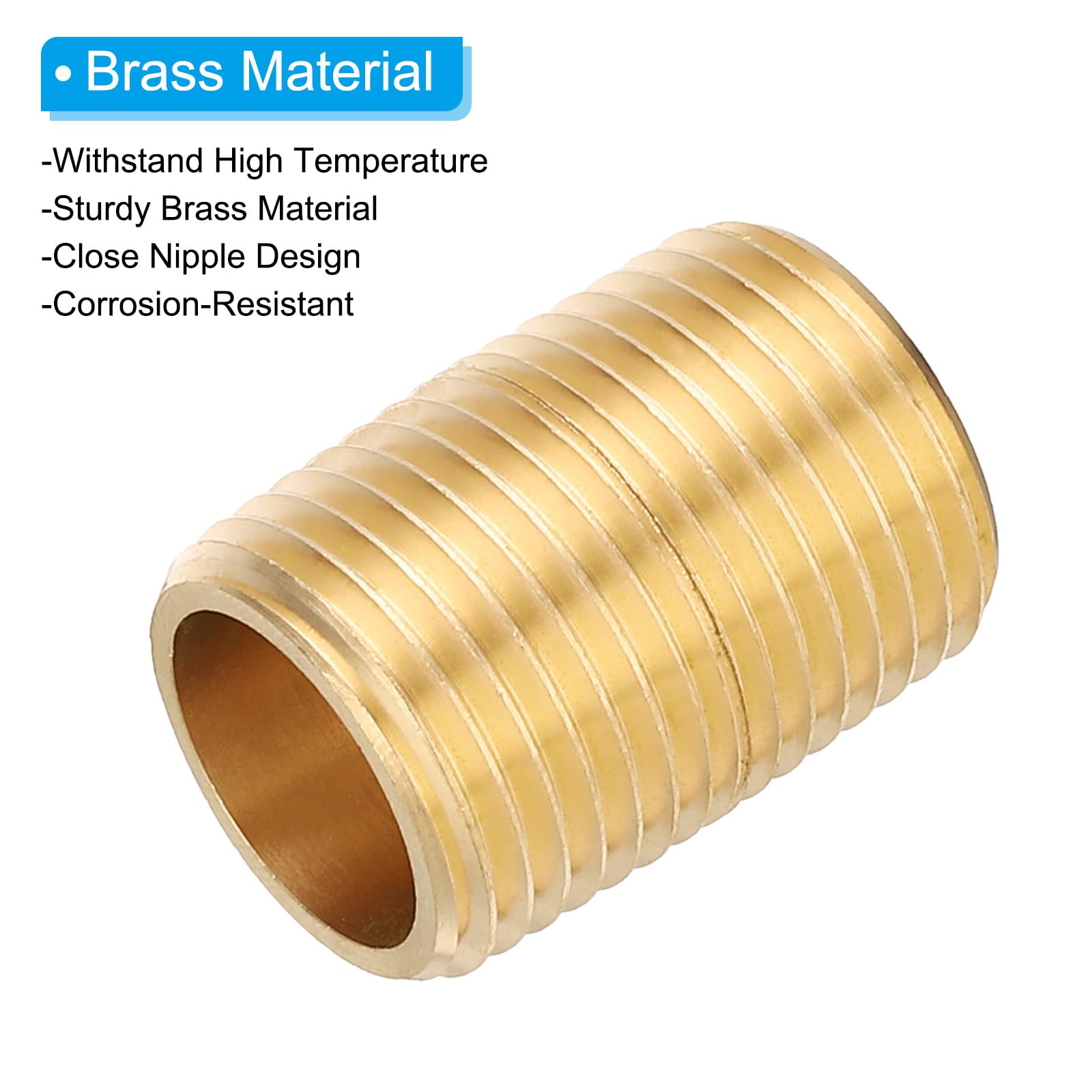 PATIKIL 1/2" x 1/2" NPT Male Raccord En Laiton Raccord De Tube Court, 25Pcs 1-1/9" Long Raccord De Tube Droit Pour Système De Carburant, Air, Eau, Huile, Gaz, Ton Laiton