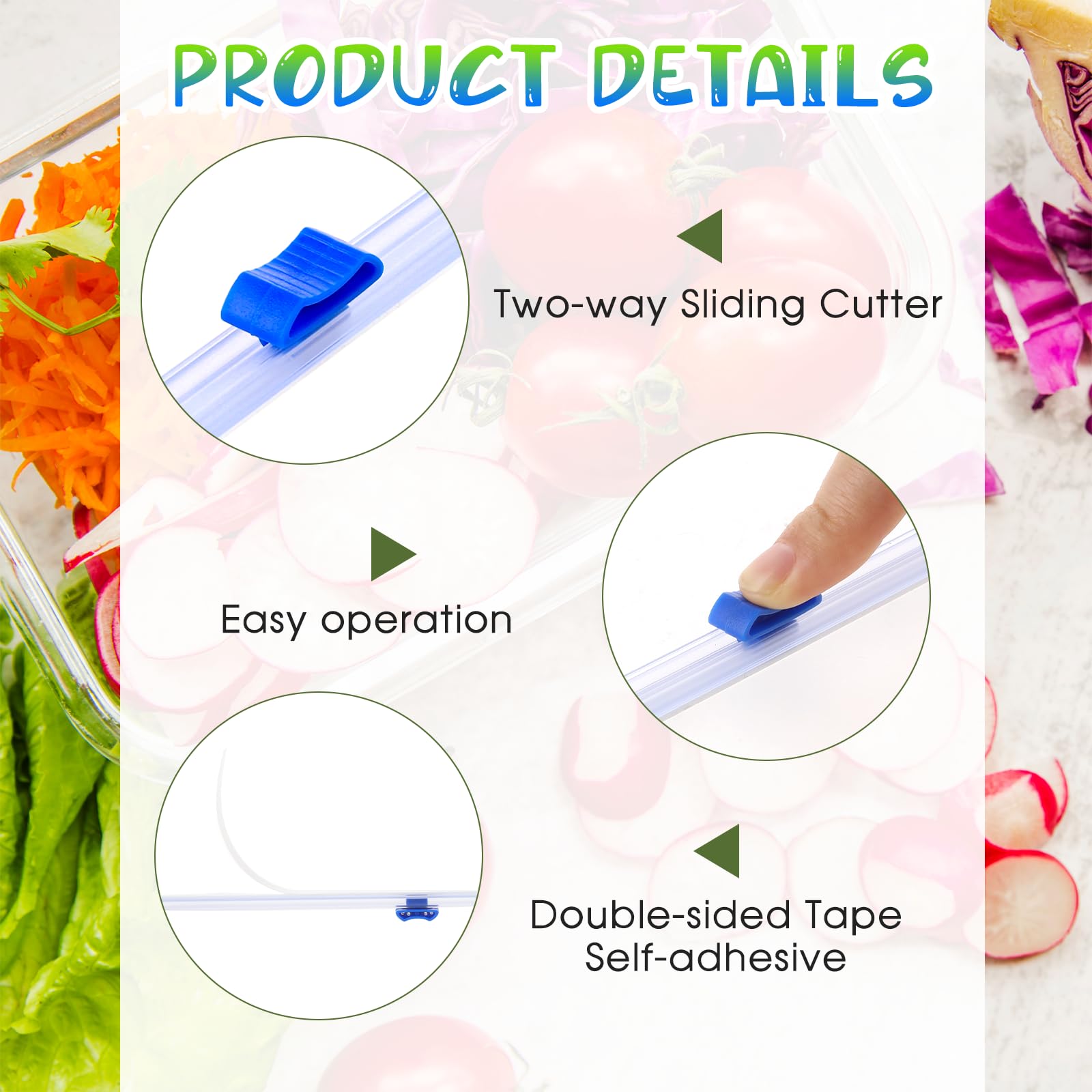 Lot De 4 Bandes De Découpe Pour Film Alimentaire - 33 Cm, Accessoires Tiroir Distributeur Pratique
