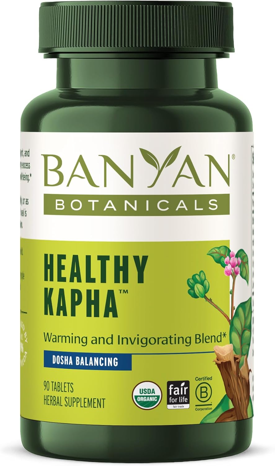 Banyan Botanicals Organic Healthy Kapha – Warming & Invigorating Herbal Supplement – Supports Systemic Movement, Physical Energy & Circulation – 90 Tablets – USDA Organic