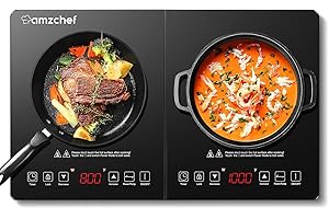 AMZCHEF Double Induction Cooktop 2 Burners Induction Cooker