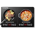 Aobosi Double Induction Cooktop,Portable Induction Cooker with 2 Burner Independent Control,Ultrathin Body,10 Temperature,1800W-Multiple Power Levels,4 Hour Timer,Safety Lock