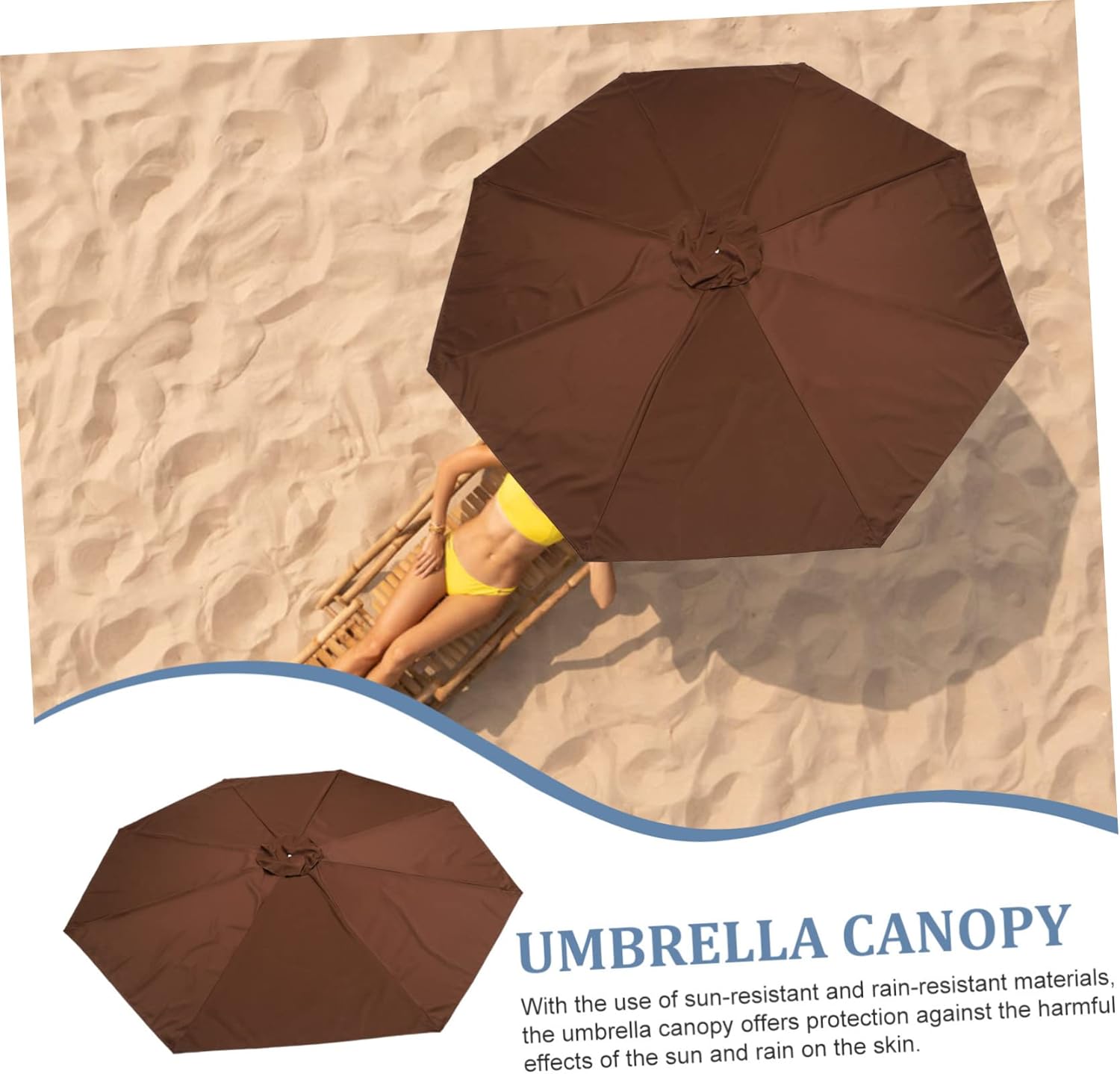 Mikikit Patio Umbrella Canopy Replacement Canopy Cover for Ribs Outdoor Umbrellas Lightweight Durable for Patio Use