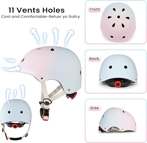 Miniatura 83 de Casco de bicicleta para niños, cascos de patineta para niños de 2 a 3 a 5 a 8 a 14 años, ajustable, multideporte, bicicleta, patinaje, fútbol, Negro