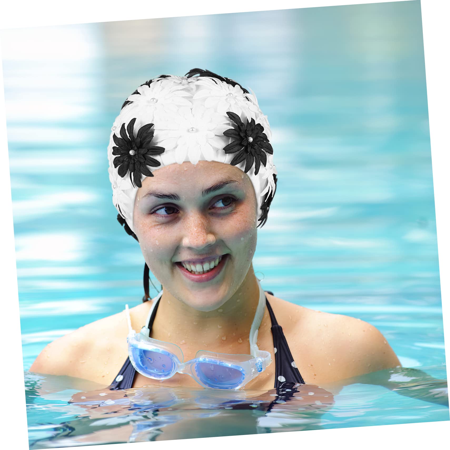 BESPORTBLE Bonnet De Bain Fleur Perle Bonnet De Bain à Pétales De Fleurs Bonnets De Bain pour La Natation pour Bonnet pour Femme Dentelle Le Chapeau Est en Polyester
