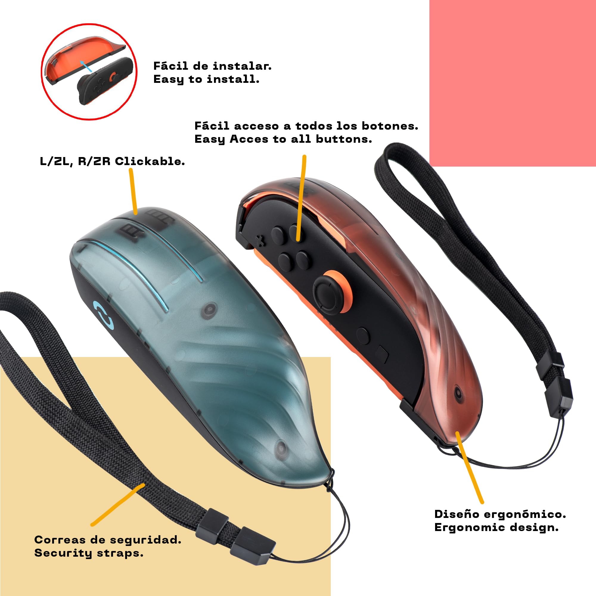 Blade – Adaptador de Ratón para Joy-con Switch 2, Set de 2, Izquierdo/Derecho, Soporte Ergonómico Mandos Nintendo Switch 2, Acceso Botones, Rojo/Azul, Mayor Precisión, Modo Ratón