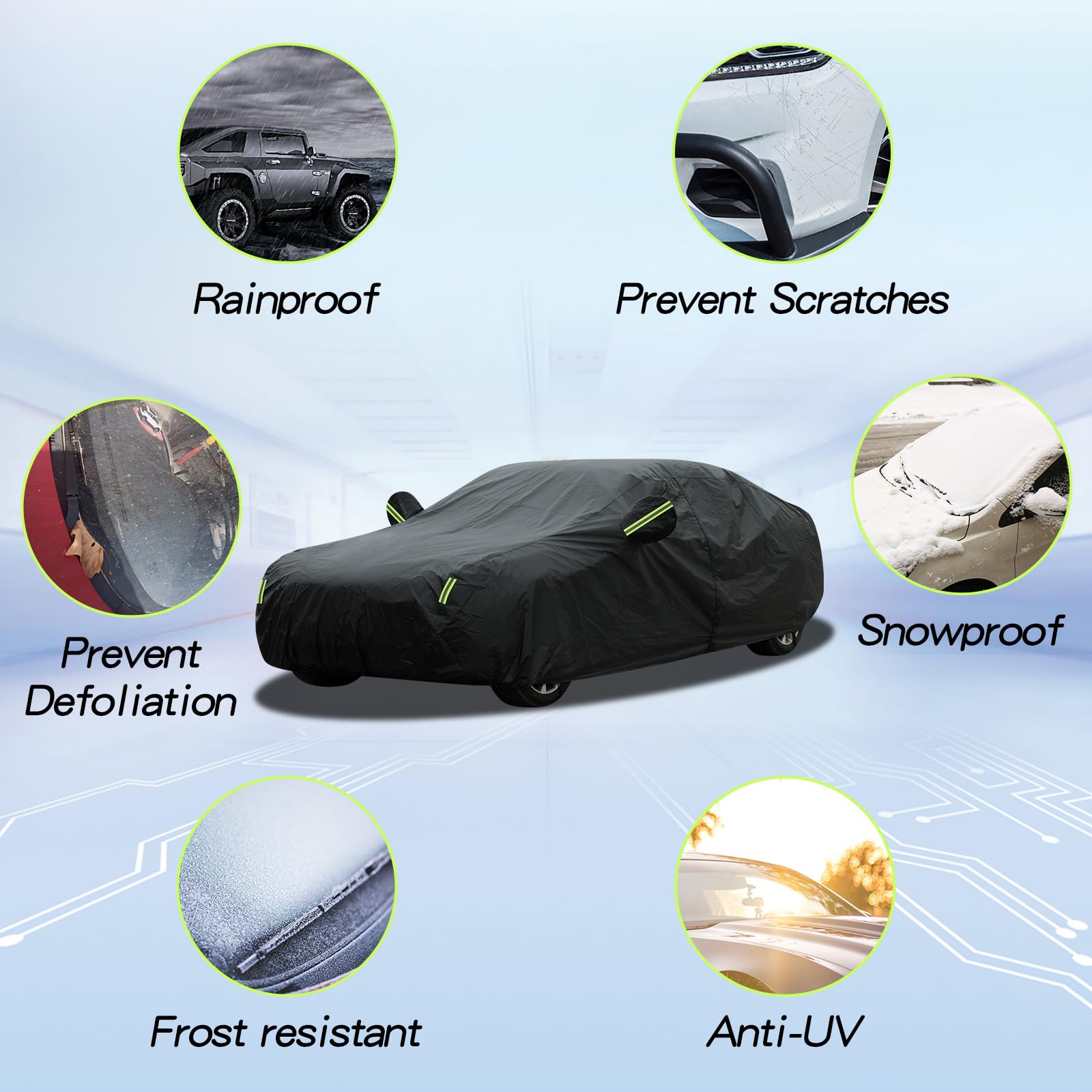 Housse De Voiture Complète Imperméable - Protection 4 Saisons Contre UV, Neige, Pluie, Poussière - Taille SUV 450-470cm