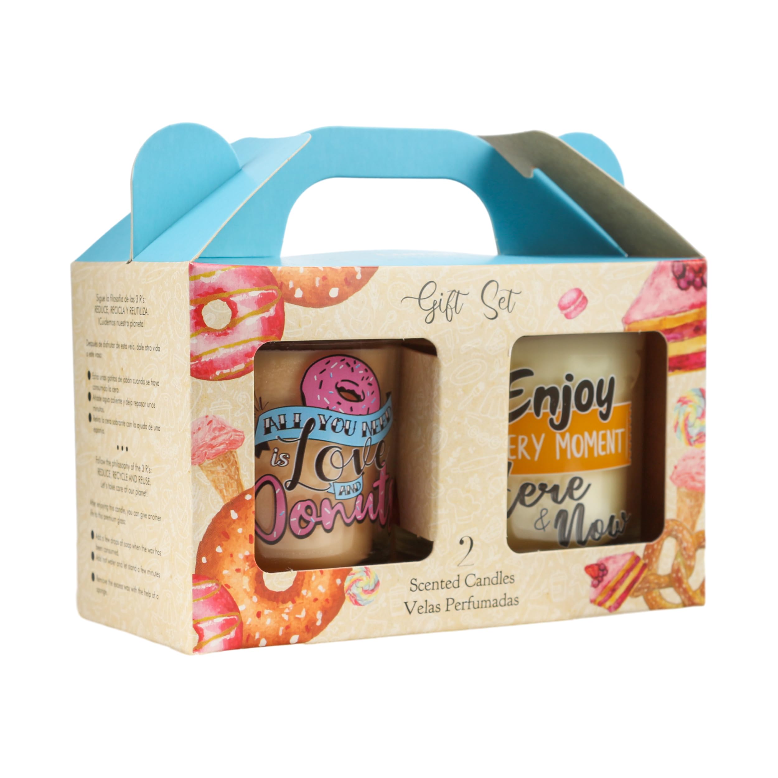 H HANSEL HOME Pack de 2 Velas Aromáticas, Vela en Vaso de Cristal de Cera Vegetal - Gift Set, Regalos para Mujer y Hombre, Vasos Reutilizables, 8.5x7cm, 2x30h, 2x140g