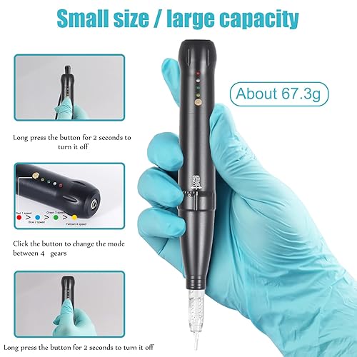 Kit de máquina de tatuaje de maquillaje permanente de cejas con 15 piezas de cartuchos mixtos agujas para sombrear delineador de ojos labios