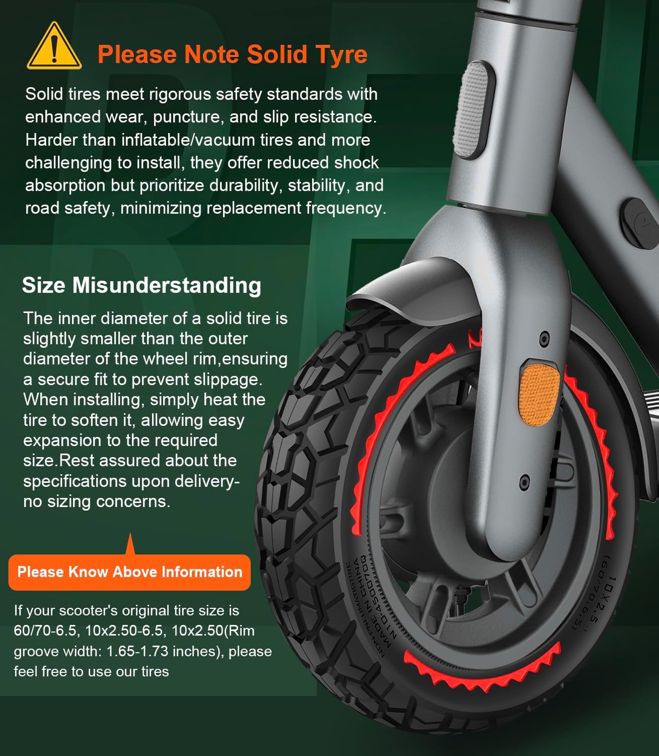 BANGTING 2PCS 60/70-6.5 Scooter Tire Tubeless - 10x2.50 Front or Rear Replacement Puncture-Proof Solid Tires, 10x2.50-6.5 Airless Off-Road Tire for Segway G30/G30D/G30LP/G30D II (Red)