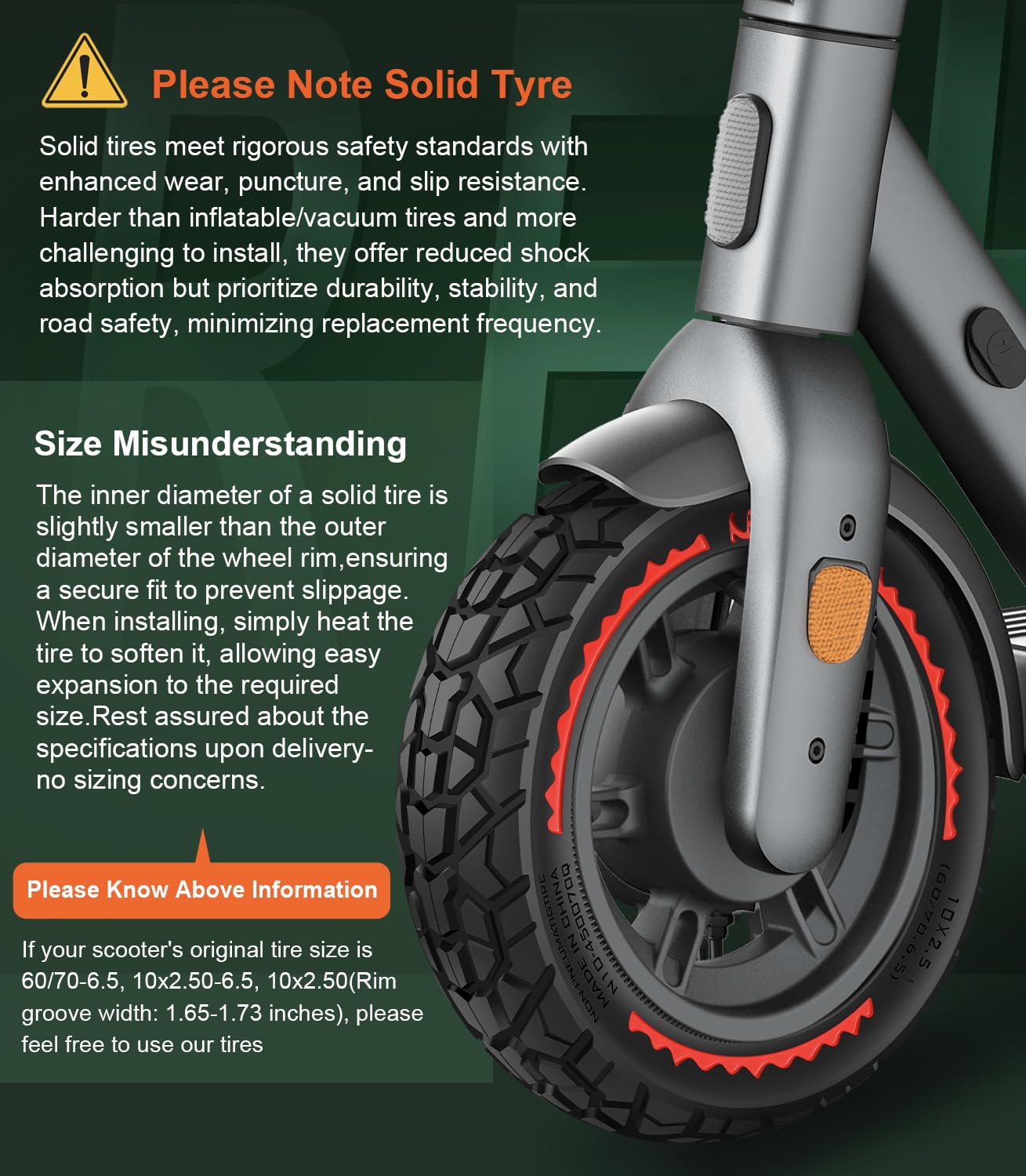 BANGTING 2PCS 10x2.50-6.5 Ruedas Maciza Antipinchazos para Patinete Electrico - 60/70-6.5 Neumático Tubeless, 10x2.50 Fuera de Carretera Llanta Para Ninebot G30 Serie y Xiaomi 5/5 Pro/5 Max (Rojo)