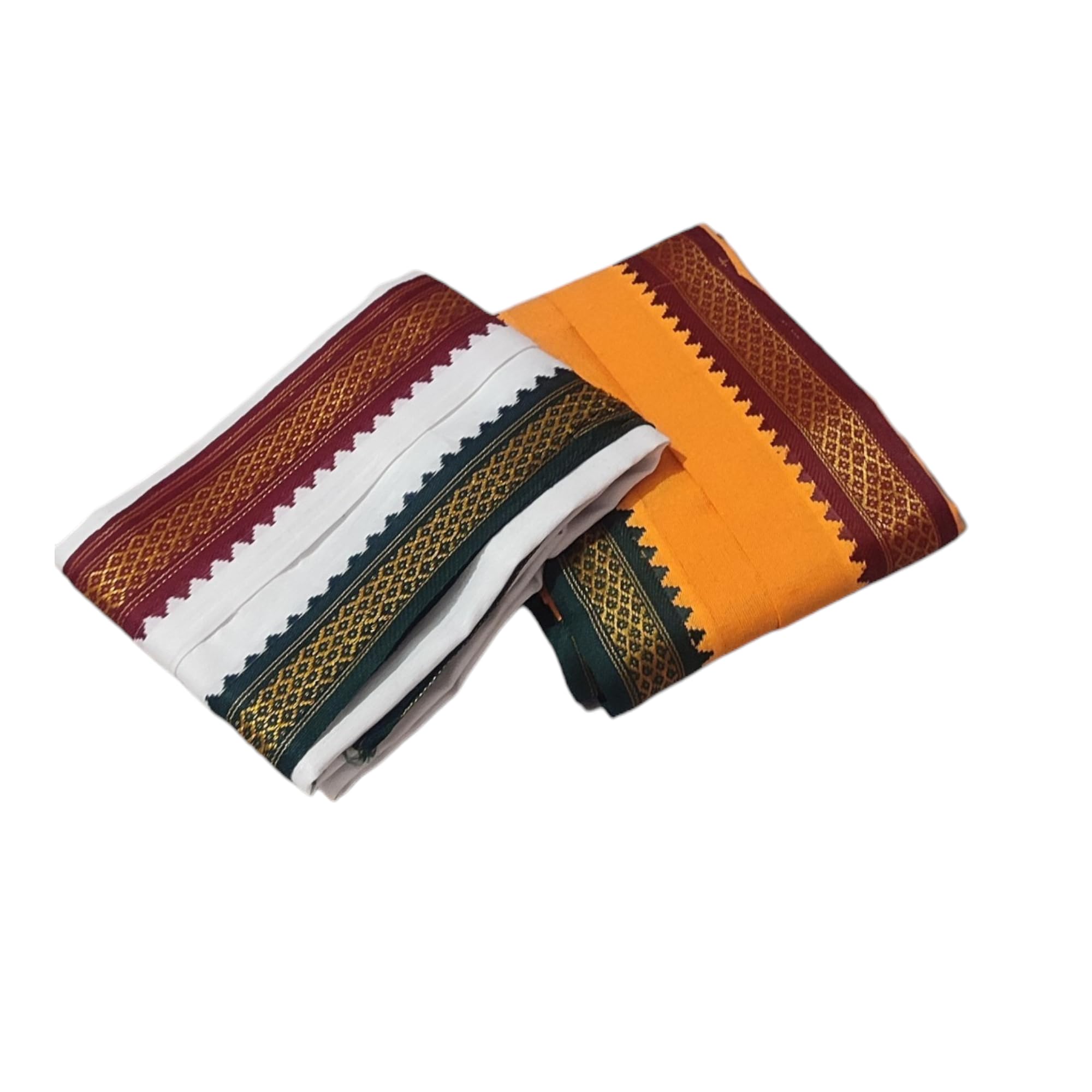 White & Mustard Yellow Thalapathi Gamcha Combo Pack of 2 | Premium Cotton Angavastram | Soft, Lightweight & Quick Dry | Traditional Scarf, Towel & Head Wrap for Men-picture-53