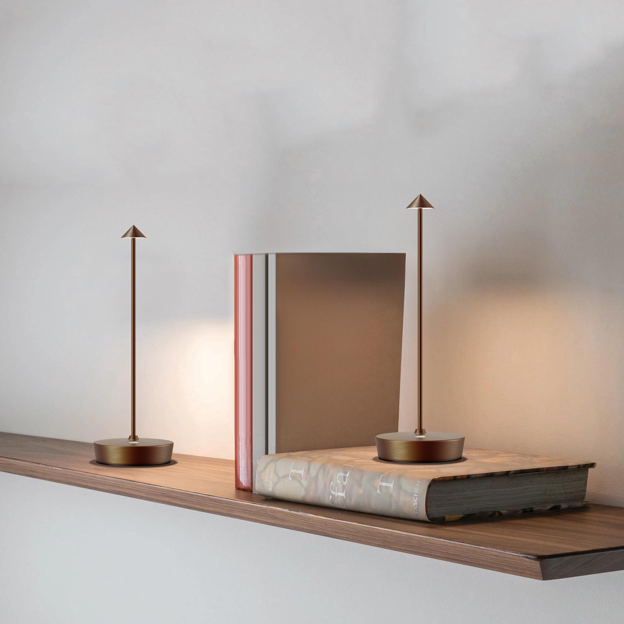 SAKRINGT Paquete de 2 lámparas de mesa inalámbricas recargables, 6000 mAh, funciona con pilas, impermeable, atenuación continua, moderna, portátil, luz de mesa LED para restaurante, comedor, patio al