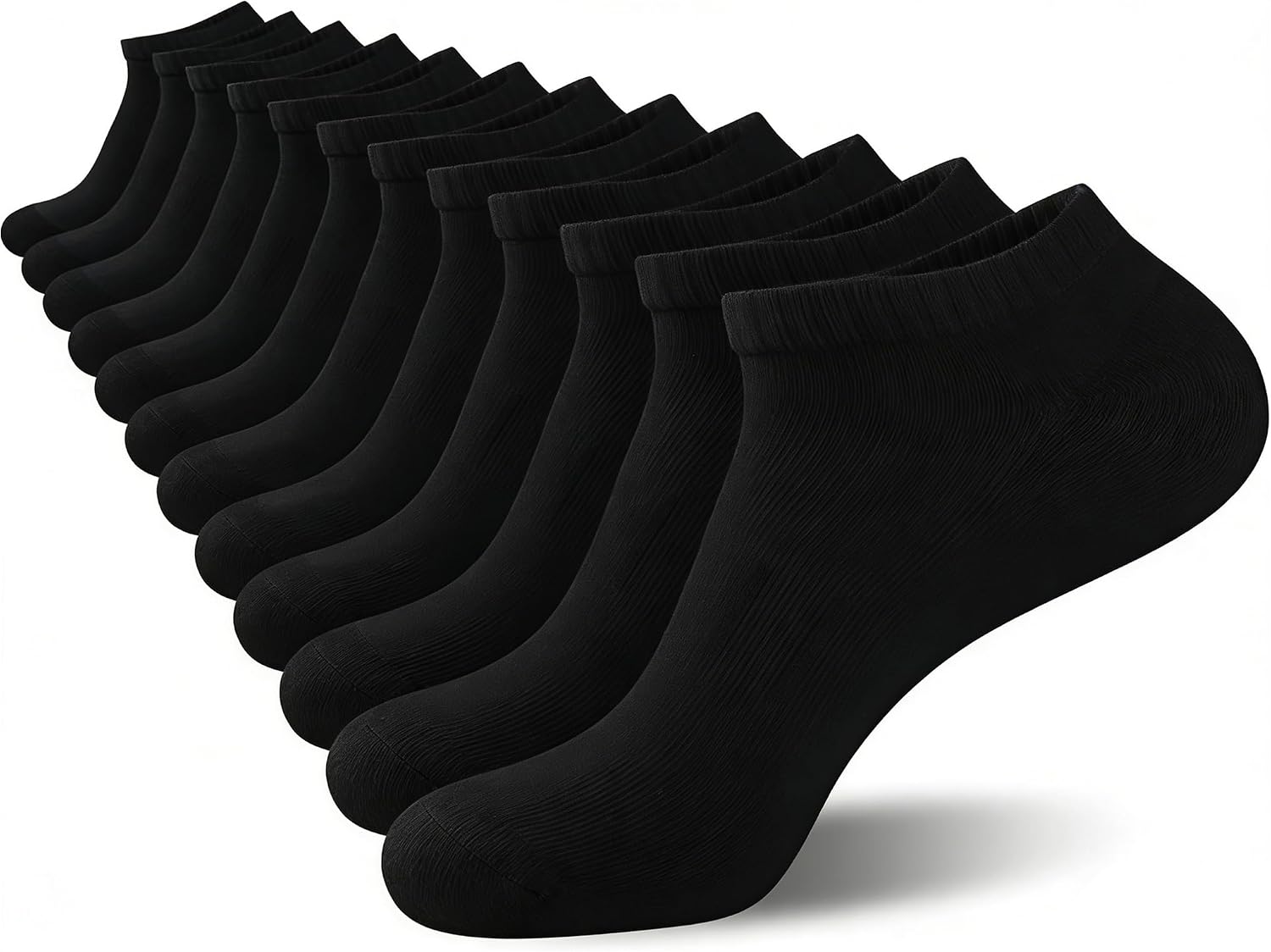 Fachixy 6 Pairs of Men's Low Cut Short Socks, Comfort Cushion Casual Socks, Size 6-12, Black