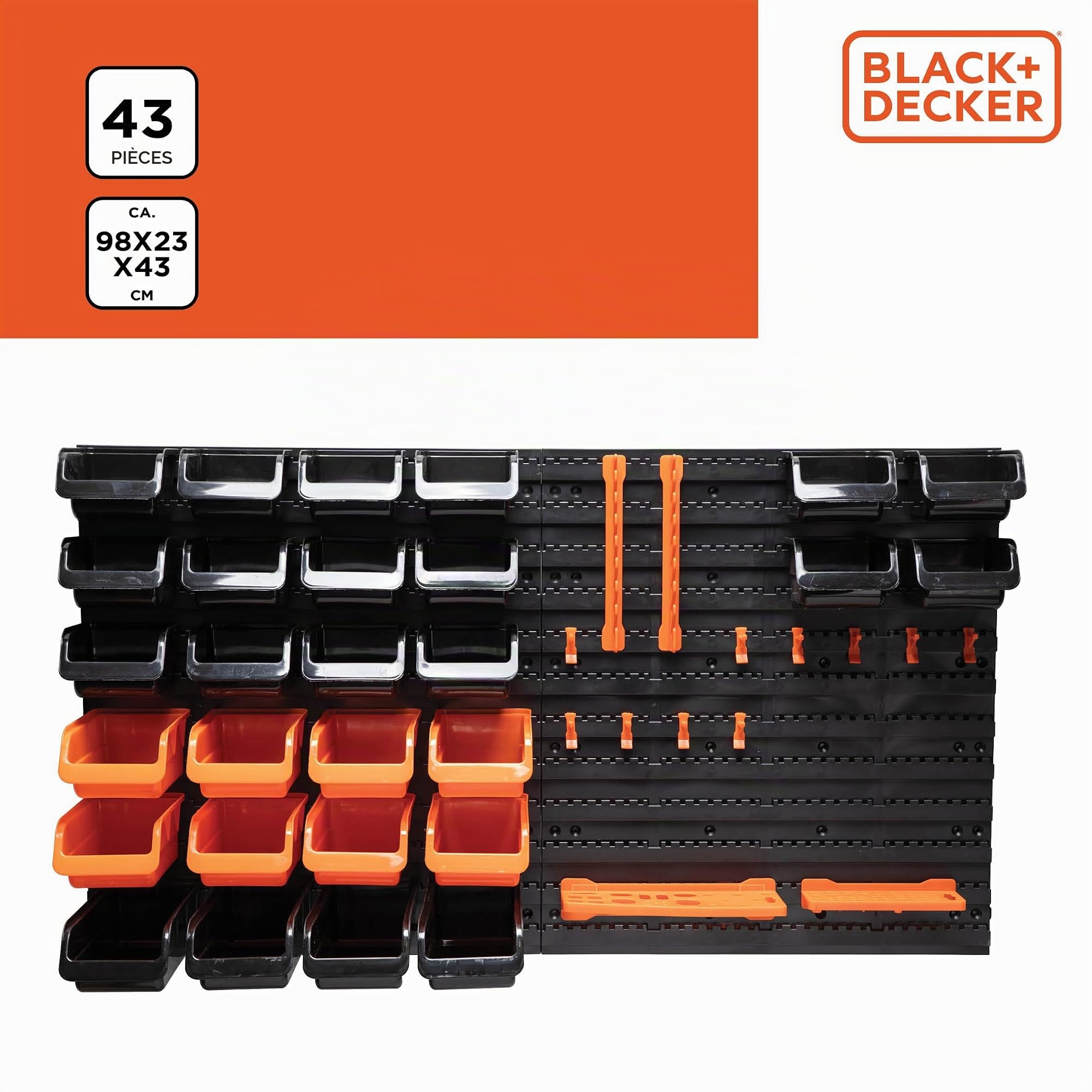 BLACK+DECKER Tableau à Outils avec étagères et Crochets de Suspension Normal