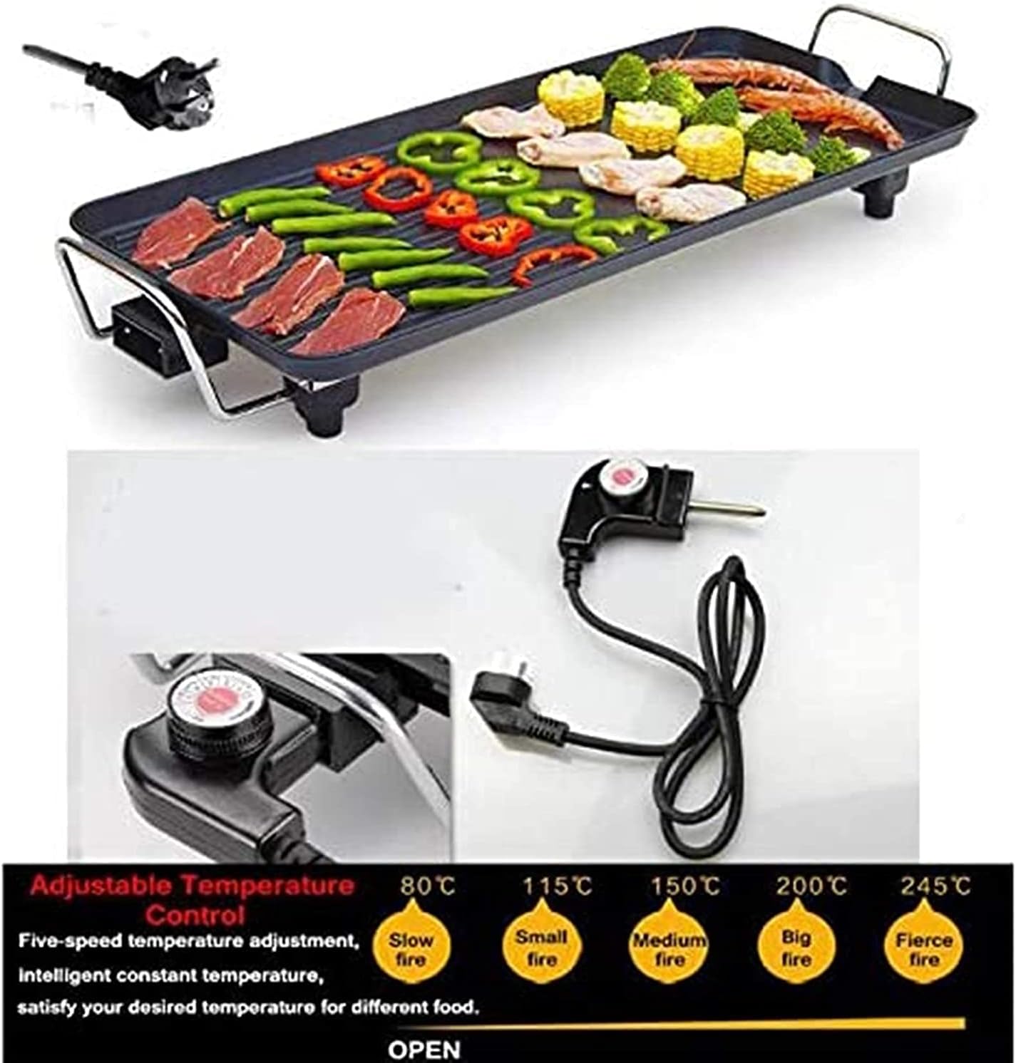 Multi-function Electric Grills Home Baking Pan Smokeless 1500W Teppanyaki Barbecue Electric Griddles 220V Indoor BBQ machine,Household Nonstick Electric Griddle