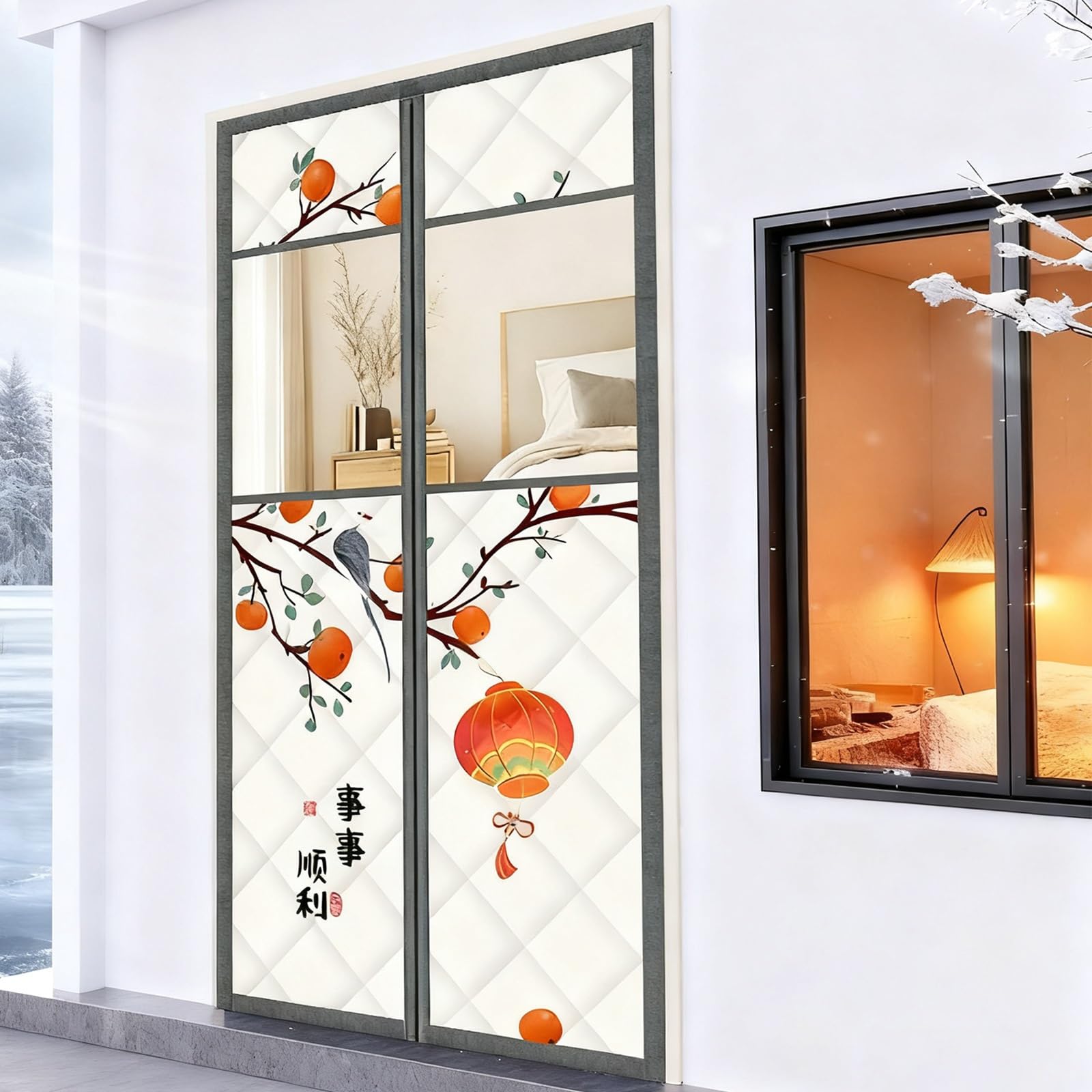 Rideau thermique séparation de chambre magnétique pour hiver serein