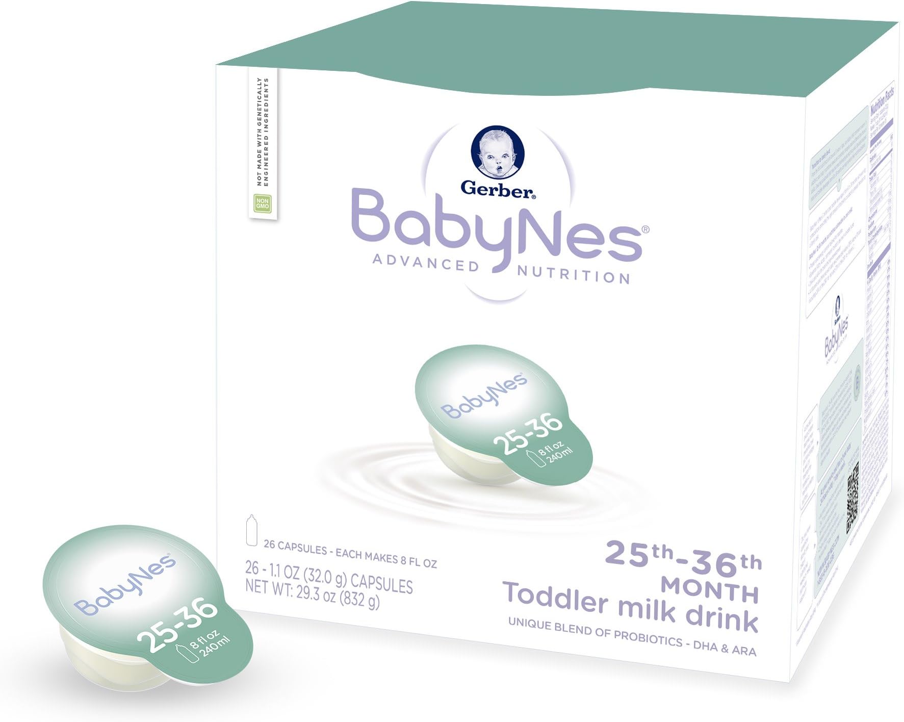 Gerber BabyNes Toddler Milk Drink with iron, 25th-36th Month Capsules - box of 26
