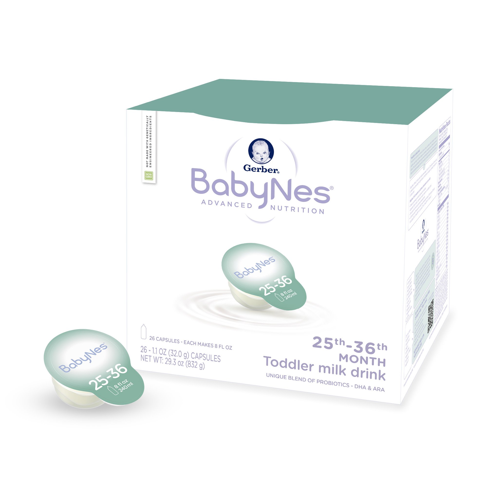 Gerber BabyNes Toddler Milk Drink with iron, 25th-36th Month Capsules - box of 26
