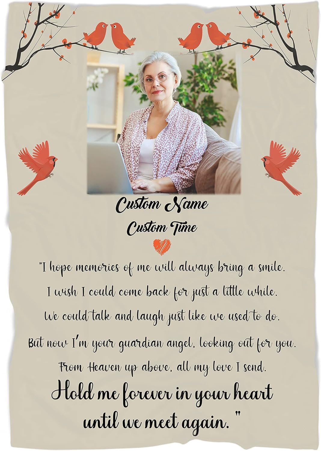 Personalized Memorial Blanket Message from Heaven Blanket Cardinal Gift Memorial
