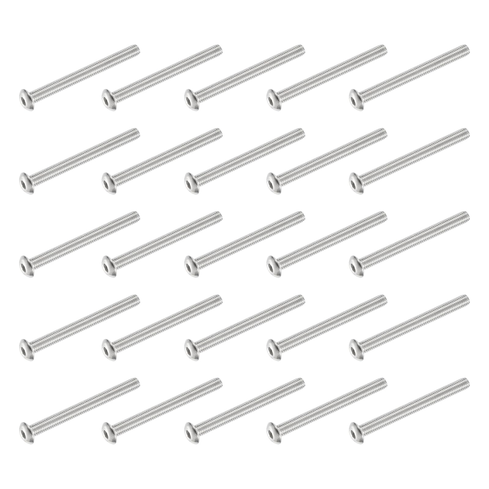 PATIKIL Button Head Socket Cap Screws, 25 PCS #10-32 UNF x 2 Inch 304 Stainless Steel Hex Drive Fully Thread Machine Bolts Screw for Furniture Water Pump Light Fixture, Silver โ image 1
