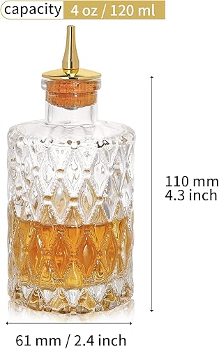 Miniatura 2 de SuproBarware Bitter Bottle - Botella amarga de grano de joya de 4 onzas  4.1 fl oz para cóctel, 4 oz4.1 fl oz, tablero de metal, ideal para barman,