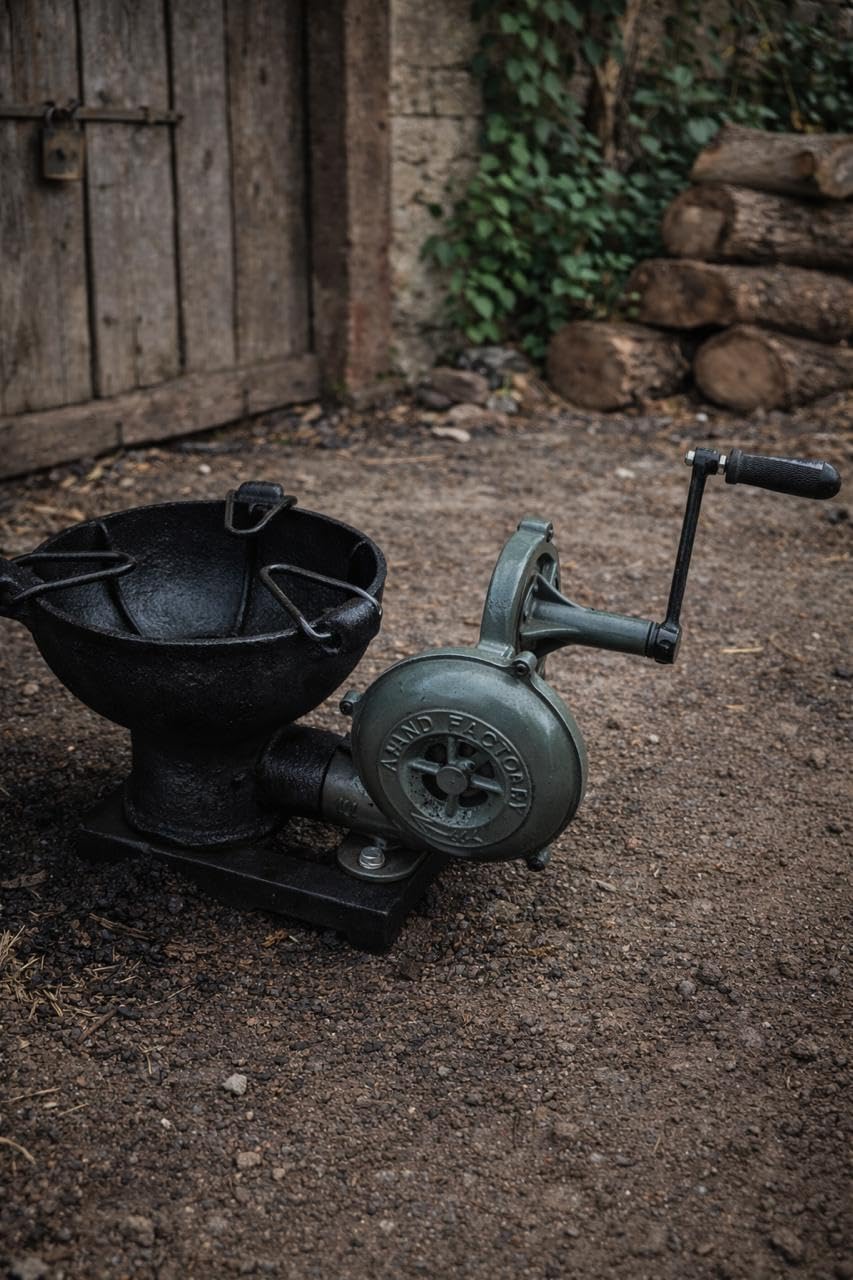 Traditional Blacksmith Coal Forge with Manual Hand Blower | Cast Iron Metal Forging Furnace for Steel Shaping, Knife Forging, Farrier Workshop & DIY Metalworking-image-15