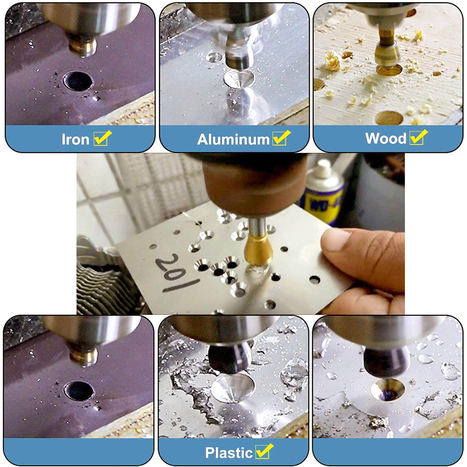 Set 6 Svasatori Conici HSS 90° | Con Rivestimento Titanio | Per Fori In Acciaio E Inox | Dimensioni 6.3-20.5mm - Foto 2