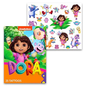 75 Pcs Dora the Explorere Temporary Tattoos for Girls Kids Bundle | Colorful Dora Tattoos for Birthday Party Favors, Cute Cartoon Sticker Gifts, Kids Class Prizes, Carnival Summer Rewards