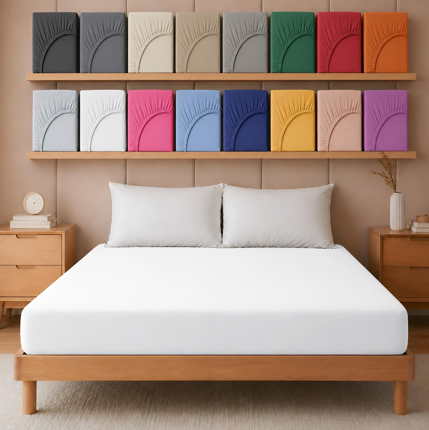 Hafaa White Single Fitted Sheet – Easy Care 25 Cm Deep Brushed Microfibre Elastic Fitted Bed Sheets- Shrinkage And Fade Resistant (91 X 191 Cm)