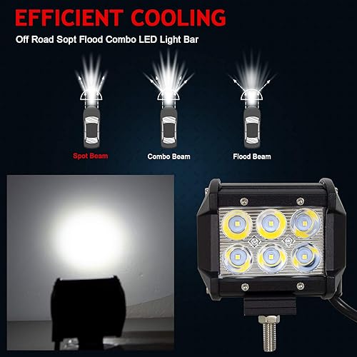Miniatura 5 de AUXTINGS 10 piezas de 4 pulgadas 18 W Spot LED barra de luz de trabajo lámpara de conducción para Jeep Off Road Cabina Barco SUV Camión Vehículos