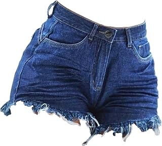 Silunma2021 Women's Washed Distressed Casual Shorts Frayed Raw Hem Shorts Mid Waisted Summer Denim Shorts