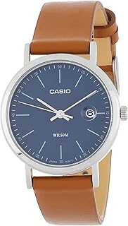 ساعة كاسيو انالوج بعقارب للنساء بسوار جلدي - بيج داكن